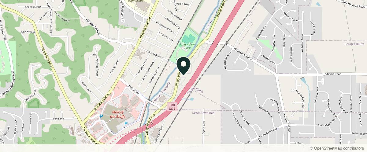 Map showing the exact location of Advanced Dermatology of the Midlands at 928 Valley View Dr Ste 10, Council Bluffs, IA 51503