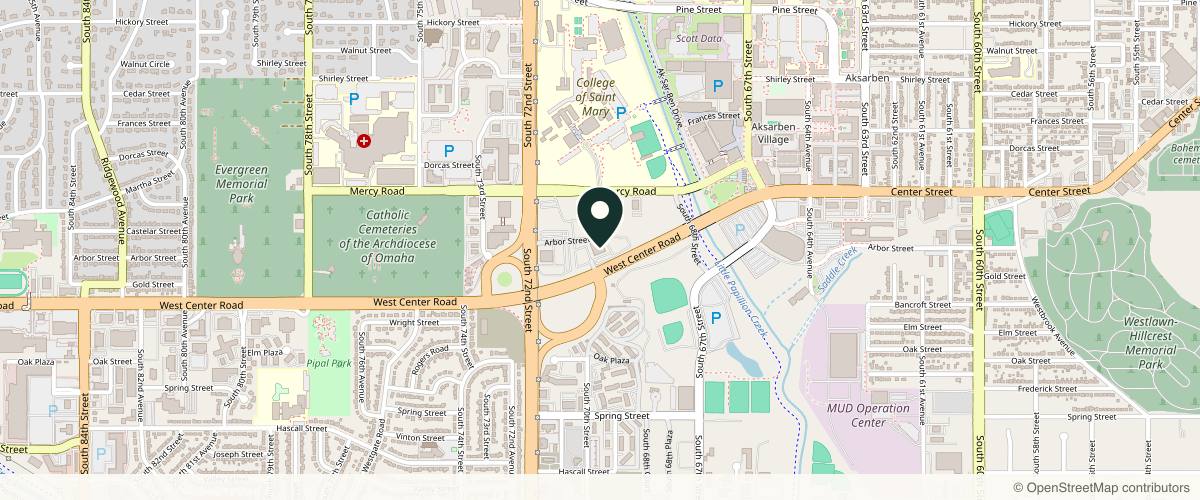 Map showing the exact location of Advanced Dermatology Of The Midlands, PC at 7100 W Center Rd Ste 3L3132, Omaha, NE 68106