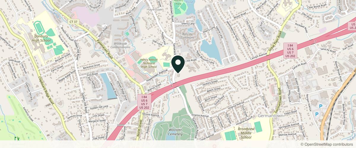 Map showing the exact location of Advanced DermCare at 25 Tamarack Ave, Danbury, CT 06811, USA