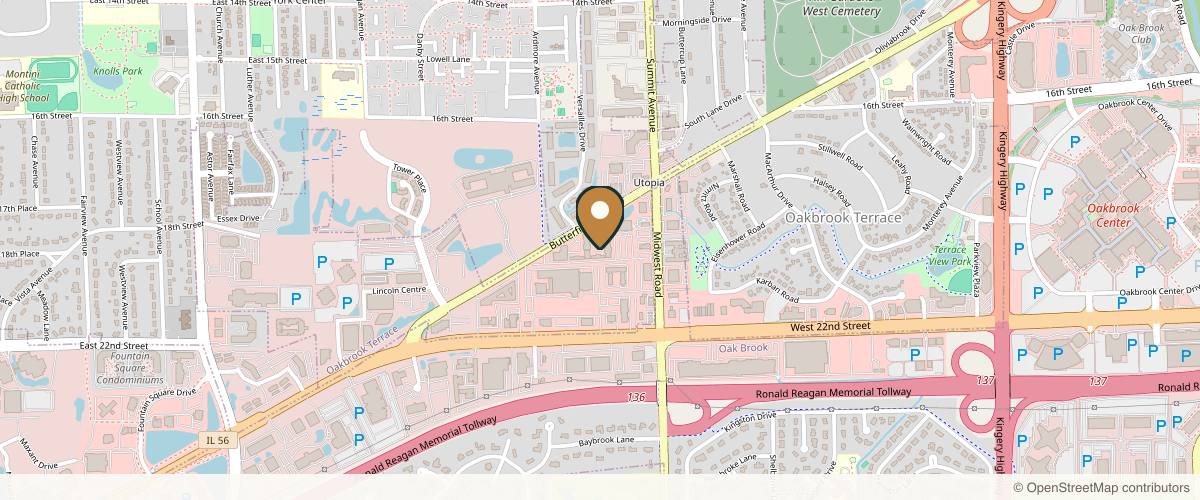 Map showing the exact location of Advanced Health of Oakbrook at 17W705 Butterfield Rd, Oakbrook Terrace, IL 60181, USA