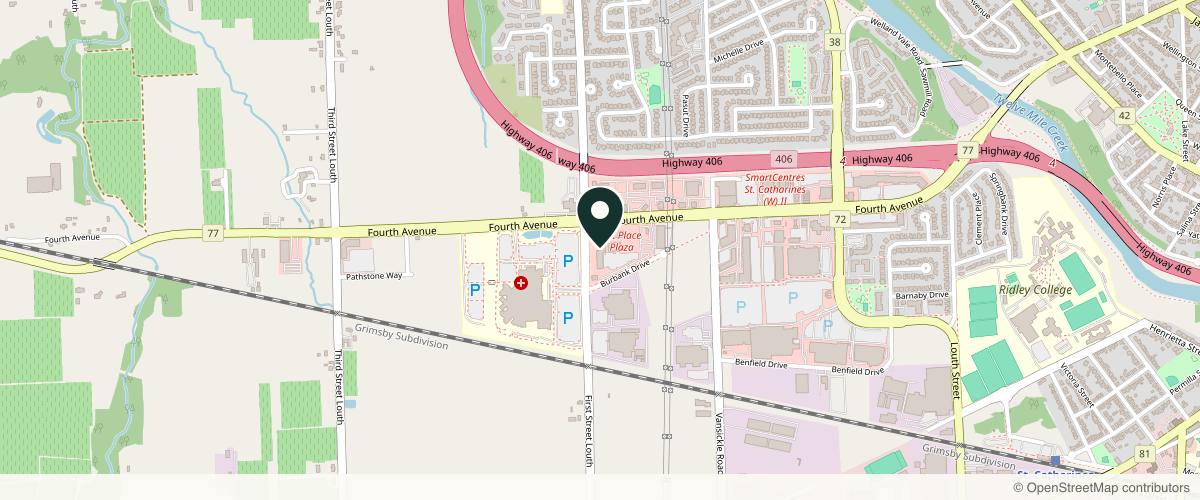Map showing the exact location of Aegis MD - Medical Aesthetic Clinic in St. Catharines and Niagara - Partner of Group Dermapure Inc at 300E Fourth Ave, St. Catharines, ON L2S 0E6, Canada