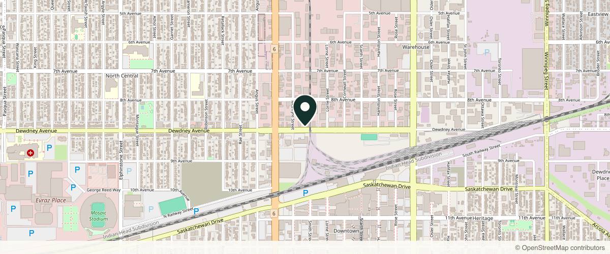 Map showing the exact location of Aeonian Esthetics & Massage at Located in the Don's Photo building, 2410 Dewdney Ave #255, Regina, SK S4R 1H6, Canada