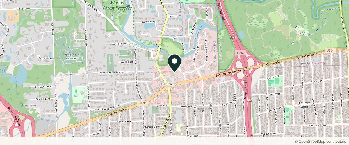 Map showing the exact location of Aesthetic and Clinical Dermatology - Hinsdale at 908 N Elm St #300, Hinsdale, IL 60521, USA