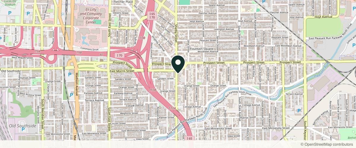Map showing the exact location of Aesthetic Artistry Med Spa at 1145 Shelby St Ste A, Indianapolis, IN 46203, USA