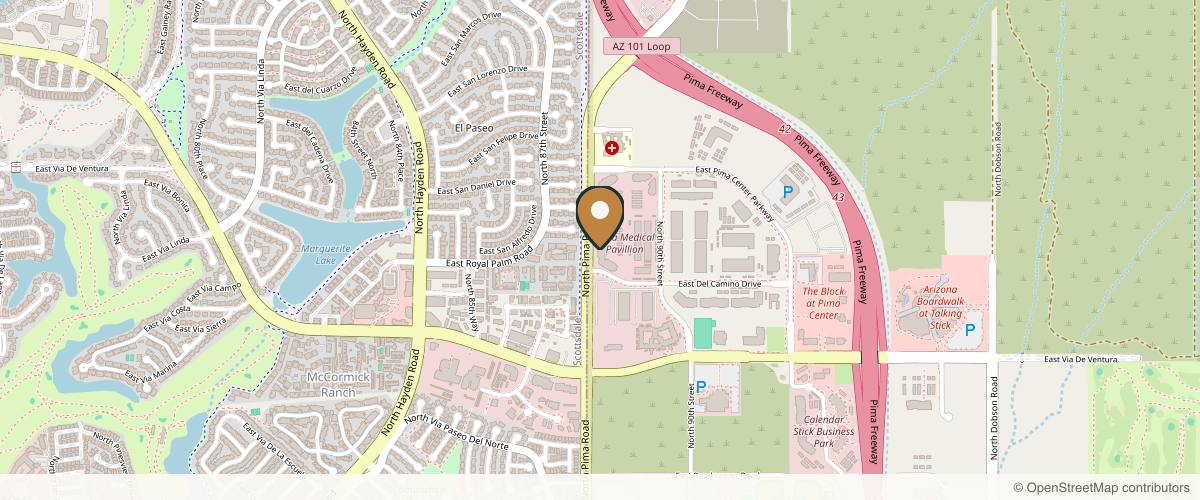Map showing the exact location of Aesthetic Assets at 8415 N Pima Rd #115, Scottsdale, AZ 85258, USA