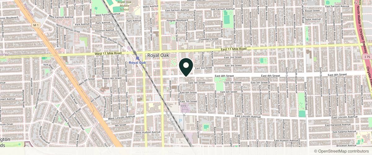 Map showing the exact location of Aesthetic Beauty By Serena PA-C at 324 E 4th St, Royal Oak, MI 48067, USA