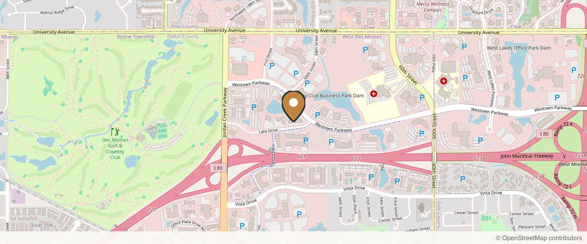 Map showing the exact location of Aesthetic Collective at 6750 Westown Pkwy #110, West Des Moines, IA 50266, USA