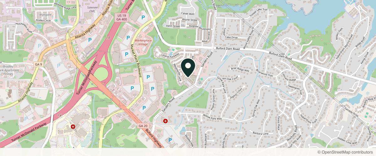 Map showing the exact location of Aesthetic Dermatology, PC at 960 Sanders Rd Ste 300, Cumming, GA 30041