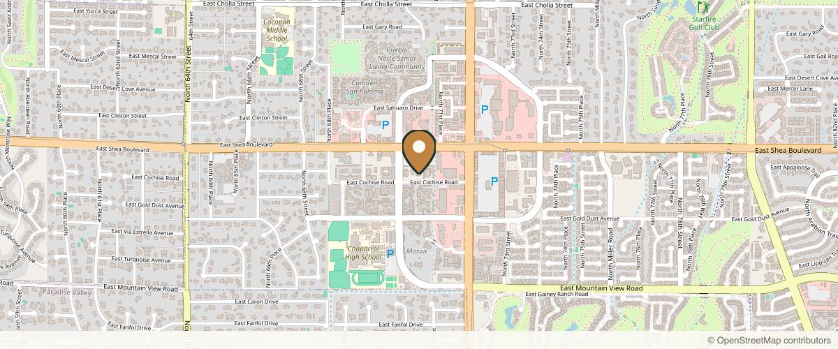 Map showing the exact location of Aesthetic IQ Clinic at 7054 E Cochise Rd suite b-200, Scottsdale, AZ 85253, USA