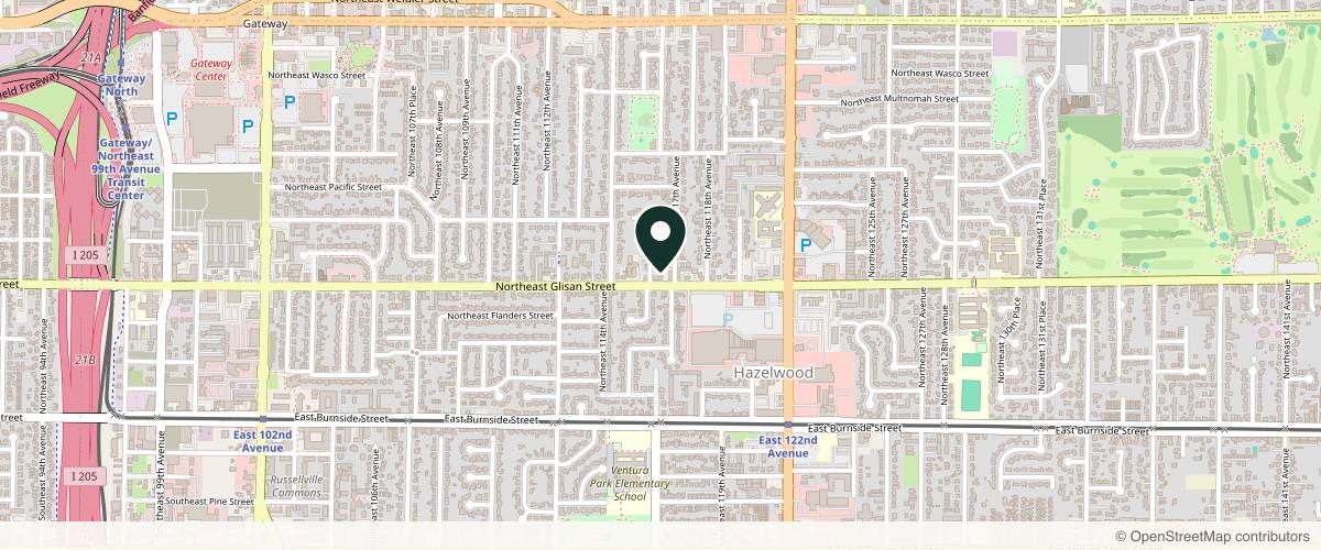 Map showing the exact location of Aesthetic Medical Center at 11667 NE Glisan St, Portland, OR 97220, USA