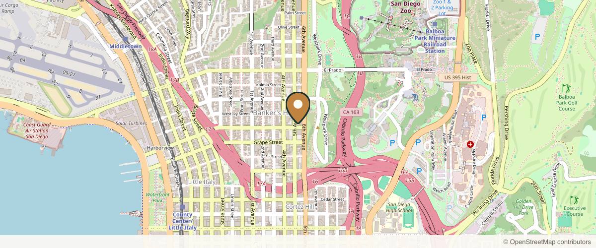 Map showing the exact location of Aesthetic Nurse Ashley | Aluma Medical at 2121 Fifth Ave #205, San Diego, CA 92101, USA