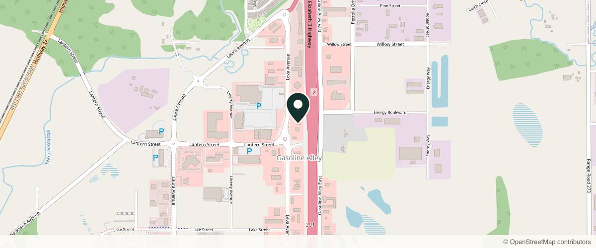 Map showing the exact location of Aesthetic Solutions at 157 Leva Ave #101, Red Deer County, AB T4E 0A5, Canada