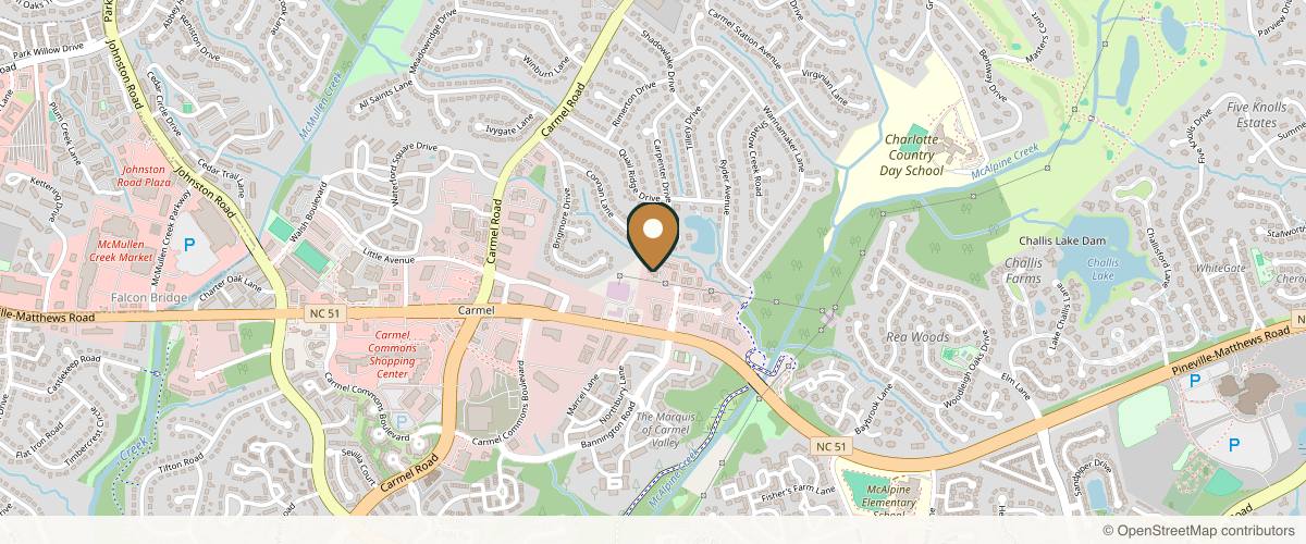 Map showing the exact location of Aesthetic Surgery of Charlotte at 6450 Bannington Rd, Charlotte, NC 28226, USA