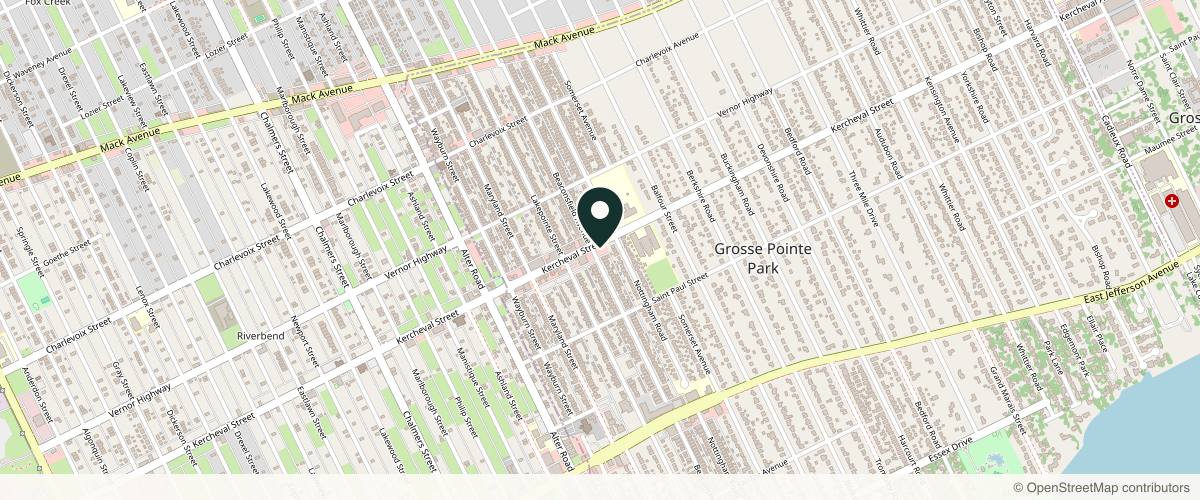 Map showing the exact location of Aesthetic Theory Medspa at 15300 Kercheval Ave, Grosse Pointe Park, MI 48230, USA