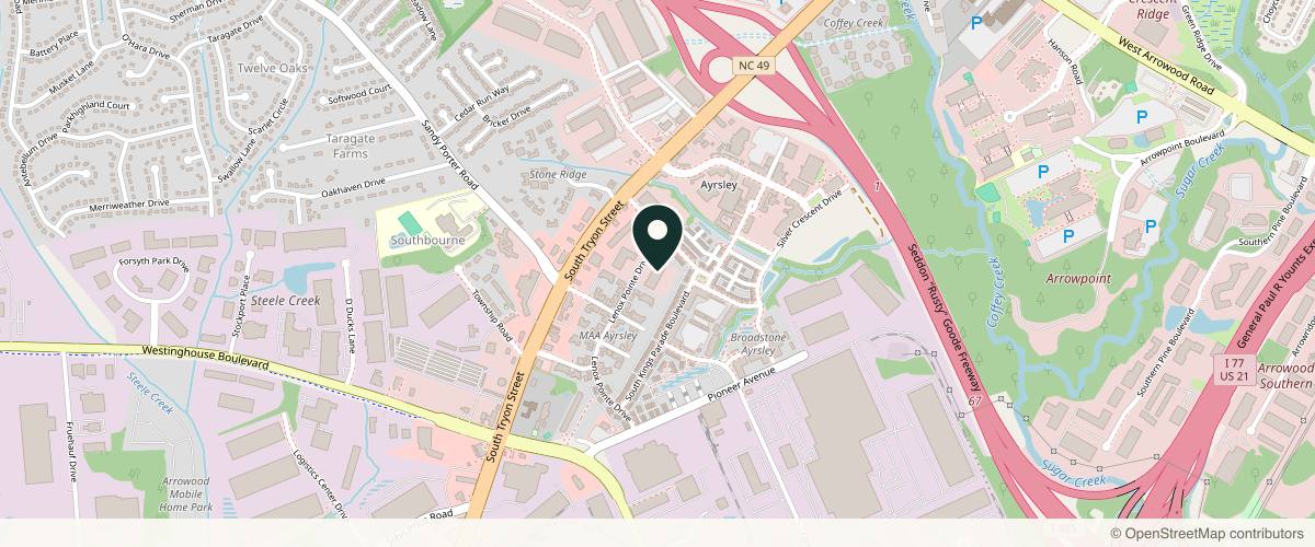 Map showing the exact location of Aesthetica Med Spa at 8809 Lenox Pointe Dr Ste C Building, Studios 101/102, Charlotte, NC 28273, USA