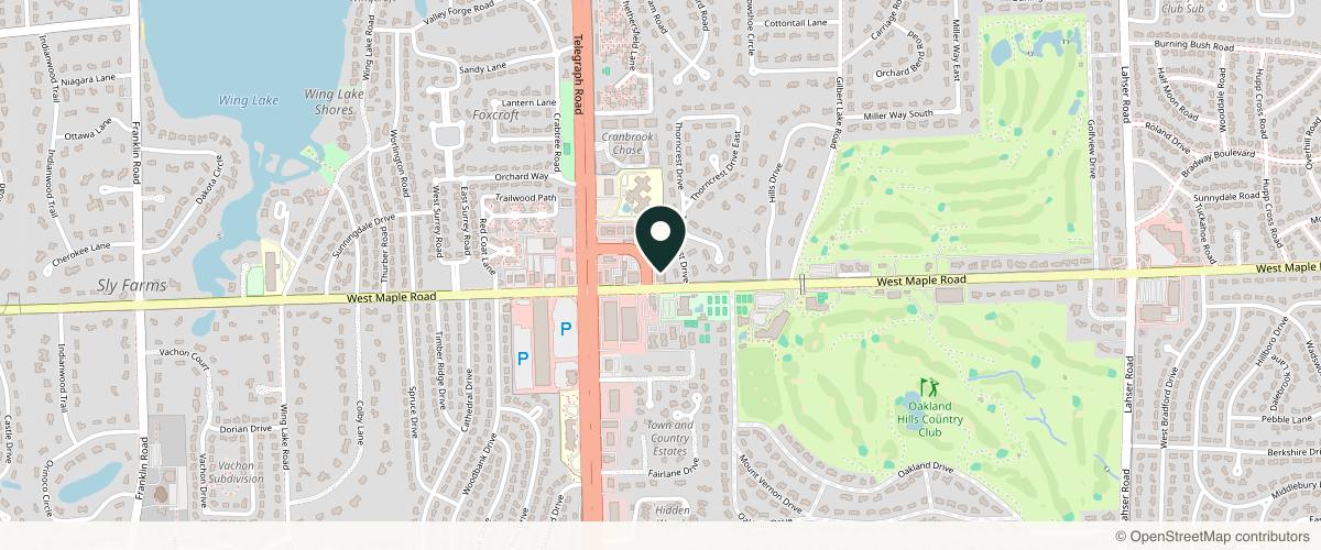 Map showing the exact location of Aesthetica PLLC at 4050 W Maple Rd #201, Bloomfield Hills, MI 48301, USA