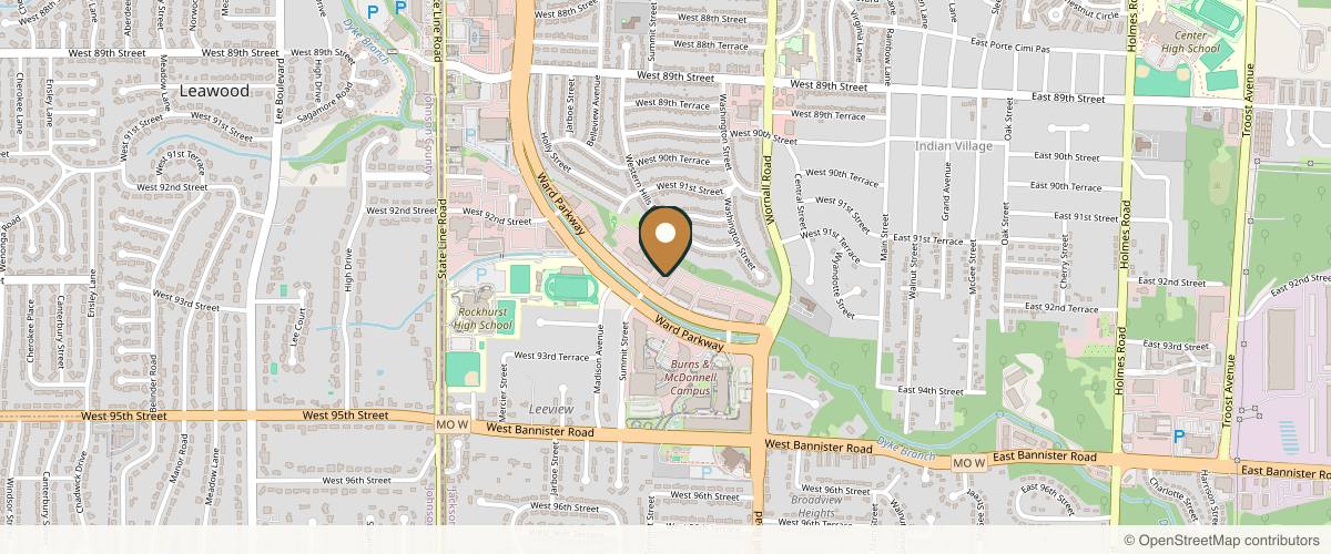 Map showing the exact location of AesthetiCare Medspa + Wellness at 9225 Ward Pkwy #200, Kansas City, MO 64114, USA