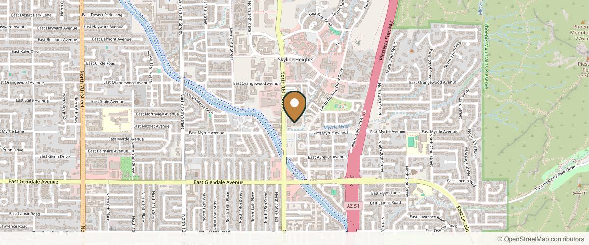 Map showing the exact location of Aesthetics Biomedical at 7227 N 16th St #160, Phoenix, AZ 85020, USA
