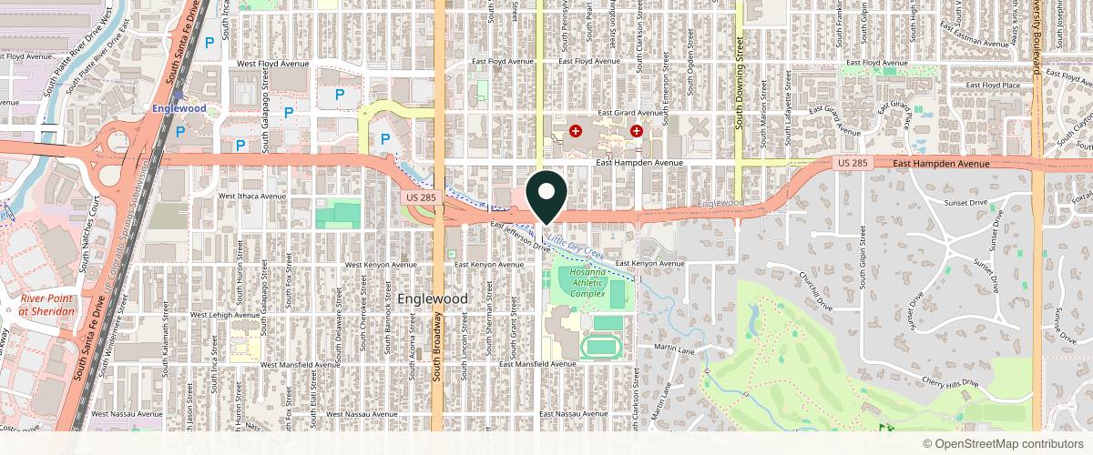 Map showing the exact location of Aesthetics By Design at 3600 S Logan St, Englewood, CO 80113, USA