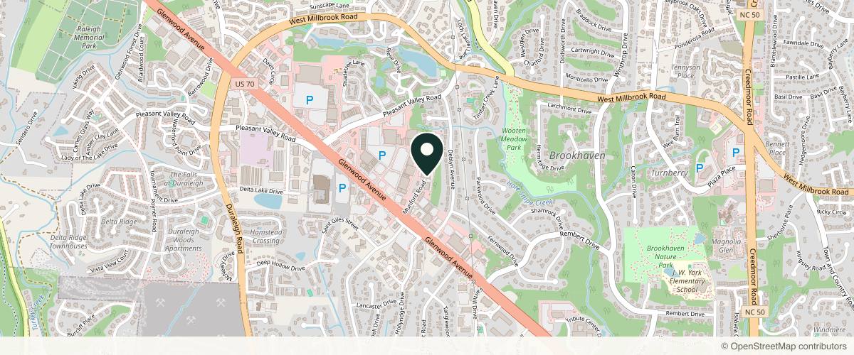 Map showing the exact location of Aesthetics by Eileen at 5540 Munford Rd Ste 101, Raleigh, NC 27612, USA