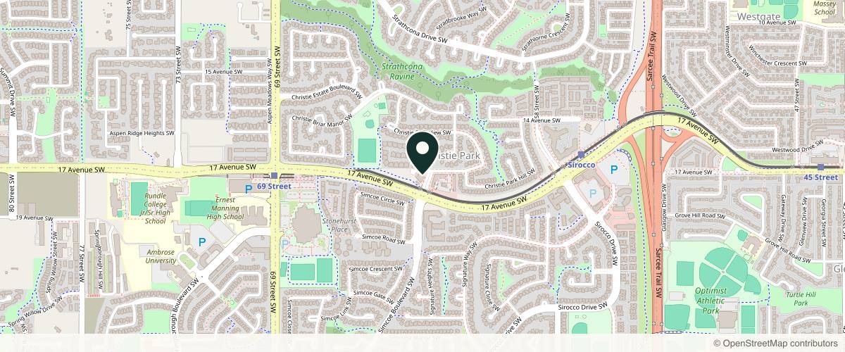 Map showing the exact location of Aesthetics by Nafey at 55 Christie Point SW, Calgary, AB T3H 6G1, Canada
