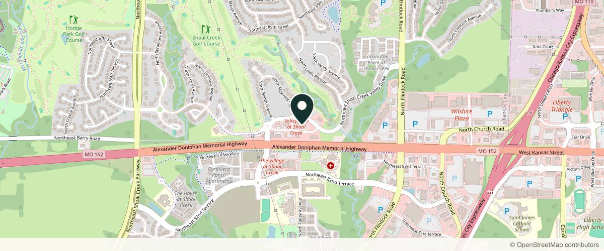 Map showing the exact location of Aesthetics by Prescription at 8630 NE 85th St, Kansas City, MO 64157, USA