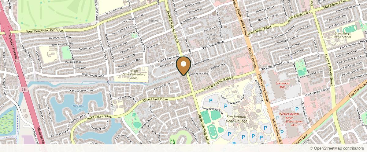 Map showing the exact location of Aesthetics by Tati at 5713 N Pershing Ave a 2, Stockton, CA 95207, USA
