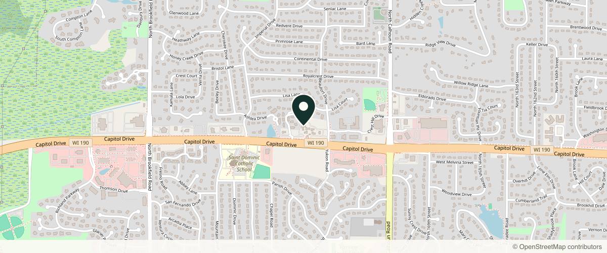 Map showing the exact location of Aesthetics Elevated MedSpa at 17780 W Capitol Dr Ste. 200, Brookfield, WI 53045, USA