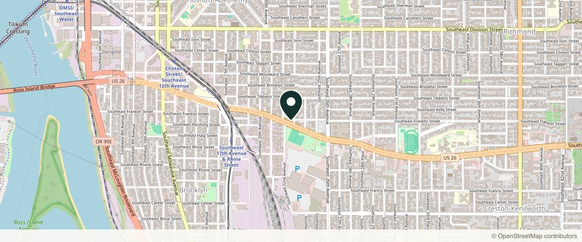 Map showing the exact location of Aesthetics Institute at 2245 SE Powell Blvd, Portland, OR 97202, USA