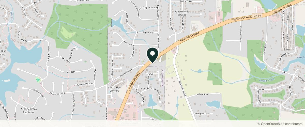 Map showing the exact location of Aesthetics M.D. Luxury Day Spa and Headspa at 1832 GA-54, Fayetteville, GA 30214, USA