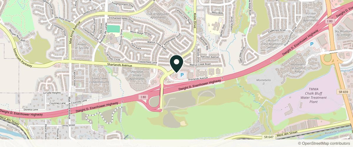 Map showing the exact location of Aesthetics MedSpa at 6295 Sharlands Ave. #1, Reno, NV 89523, USA