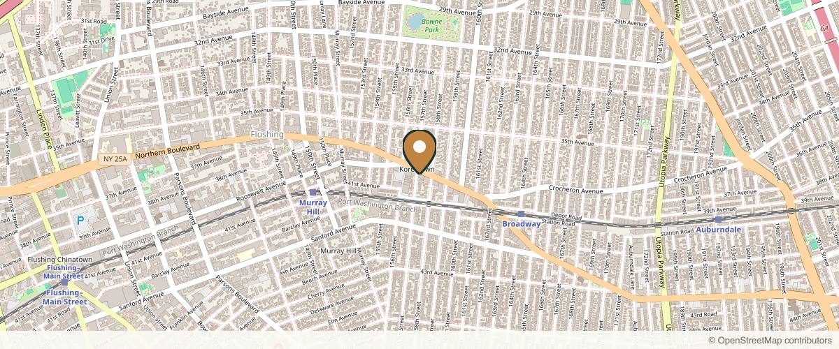 Map showing the exact location of AestheticsMD by Jean Rhee Flushing Koreatown (韩国艺人医美诊所) at 157-02 Northern Blvd, Flushing, NY 11354, USA