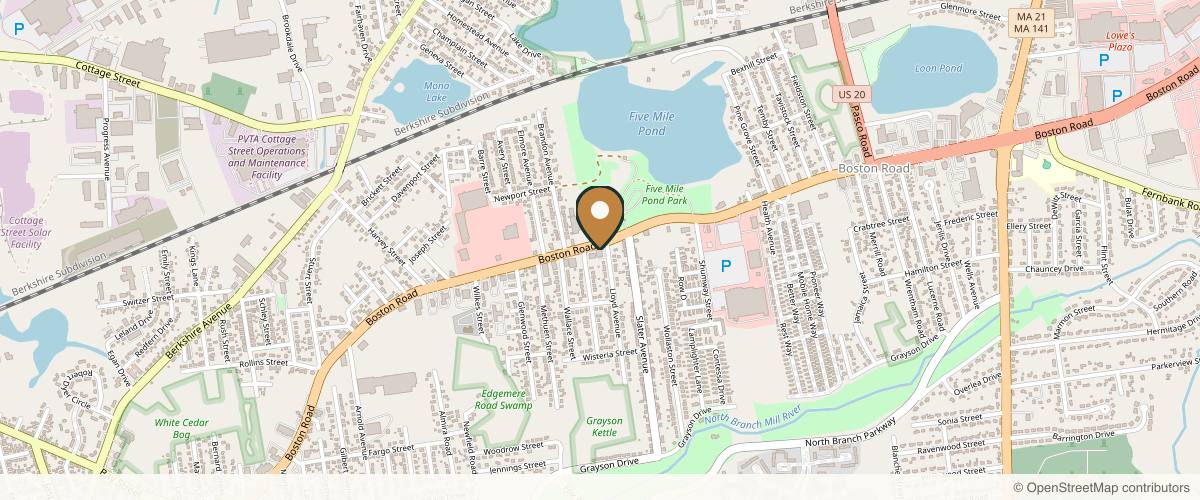 Map showing the exact location of Aesthetik Artistry Studio at 935 Boston Rd, Springfield, MA 01119, USA
