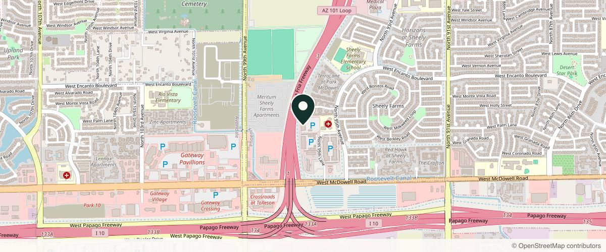 Map showing the exact location of Affiliated Dermatology Tolleson at 9520 W Palm Ln Ste 115, Phoenix, AZ 85037