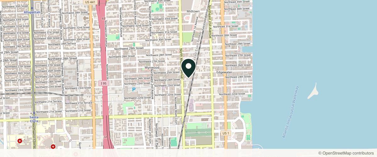Map showing the exact location of AFL Beauty Bar at 51-53 NE 24th St SUITE#107, Miami, FL 33137, USA