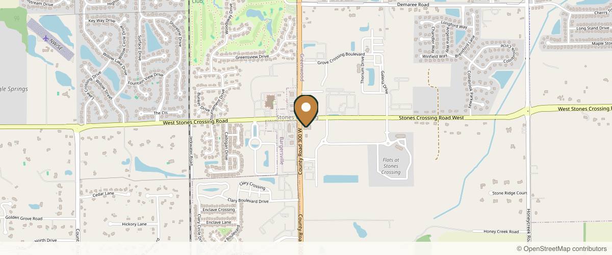 Map showing the exact location of Ageless Aesthetics at 1777 W Stones Crossing Rd Ste 160, Greenwood, IN 46143, USA