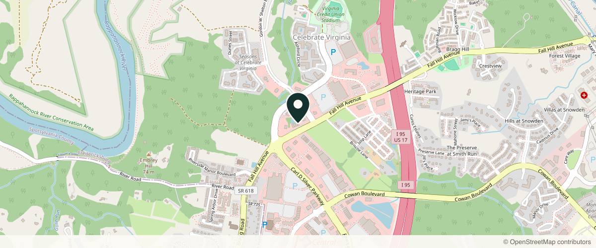 Map showing the exact location of Ageless Aesthetics MD at 3447 Fall Hill Ave, Fredericksburg, VA 22401, USA