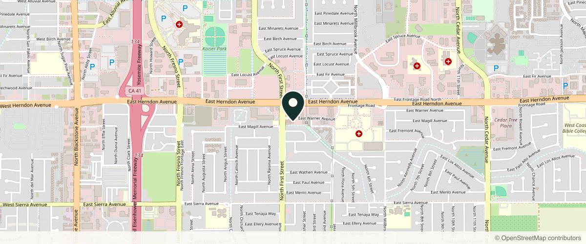 Map showing the exact location of Ageless Aesthetics Med Spa at 6700 N First St Ste 117, Fresno, CA 93710, USA