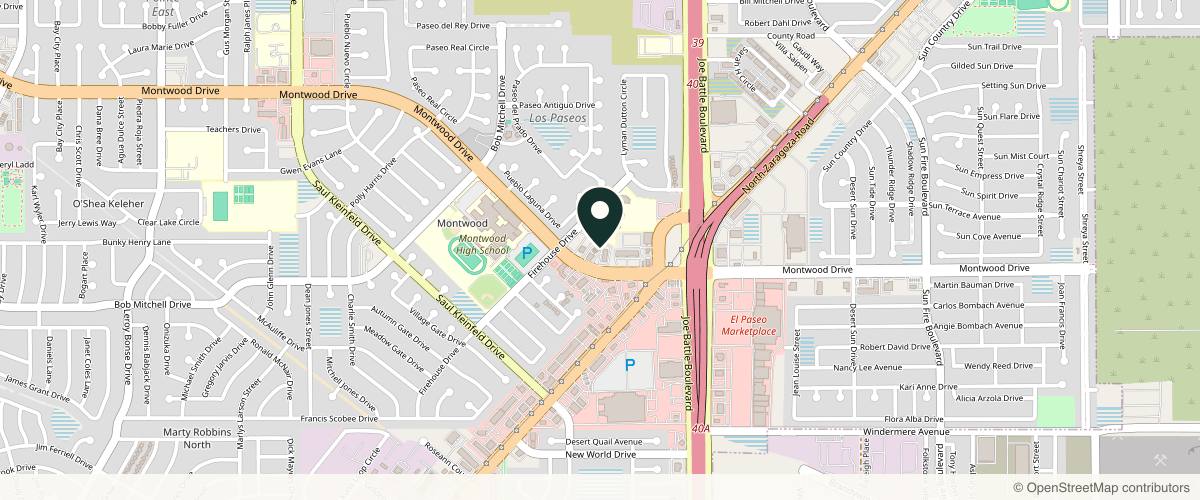 Map showing the exact location of Ageless Beauty Aesthetics at 12115 Montwood Dr #205, El Paso, TX 79936, USA