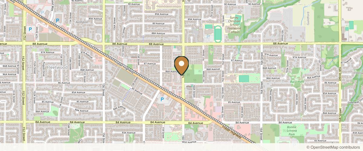 Map showing the exact location of Ageless Beauty Laser & Spa at 8645 160 St #111, Surrey, BC V4N 1G4, Canada