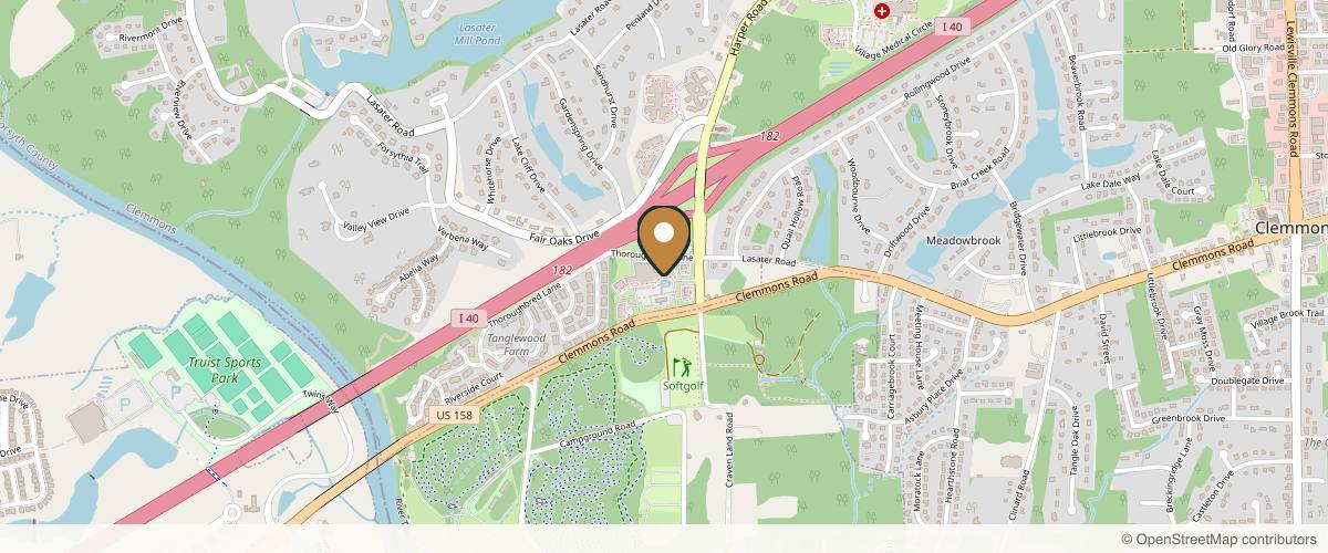 Map showing the exact location of Ageless Beauty Med Spa at 4140 Clemmons Rd, Clemmons, NC 27012, USA