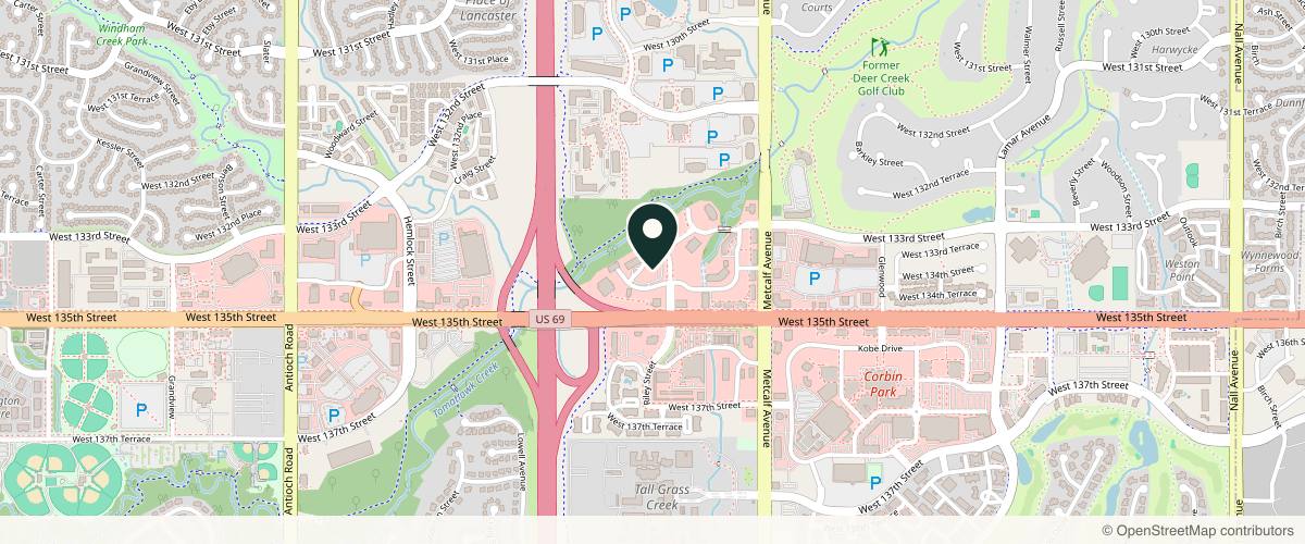 Map showing the exact location of Ageless Med Spa by Mindy at 7440 W 135th St, Overland Park, KS 66223, USA