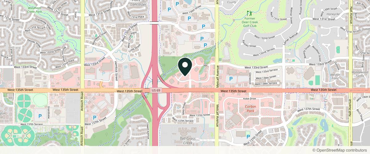 Map showing the exact location of Ageless Med Spa by Mindy at 7440 W 135th St, Overland Park, KS 66223, USA