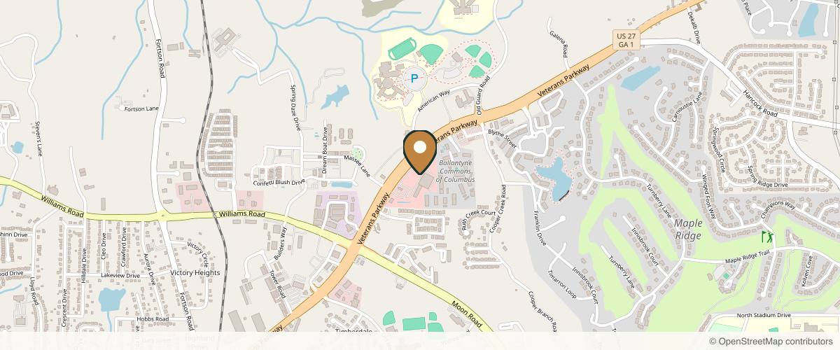 Map showing the exact location of Ageless Medical Aesthetics - Northside at 8132 Veterans Pkwy Suite 415, Columbus, GA 31909, USA