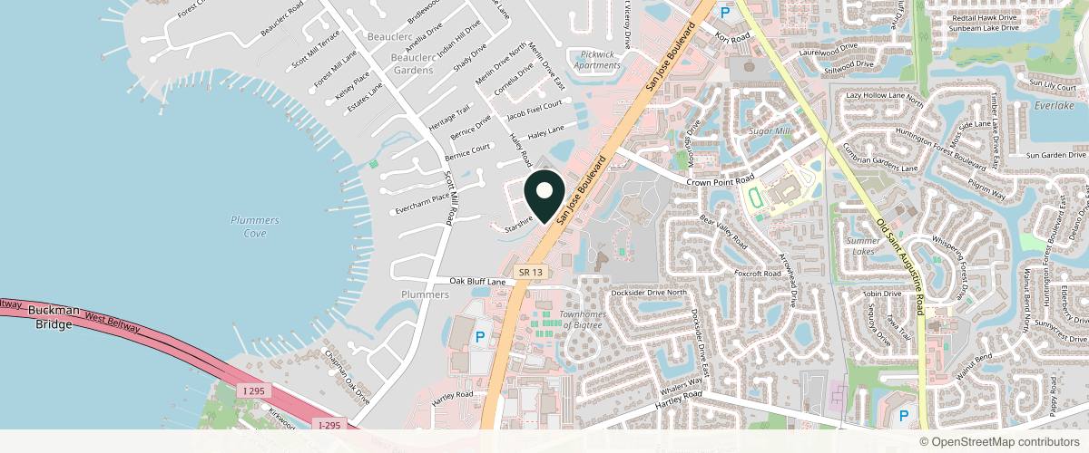 Map showing the exact location of Ageless Rejuvenation Center at 10210 San Jose Blvd Ste 4, Jacksonville, FL 32257, USA