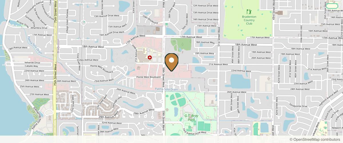 Map showing the exact location of Ageless Spa Center at 5857 21st Ave W, Bradenton, FL 34209, USA