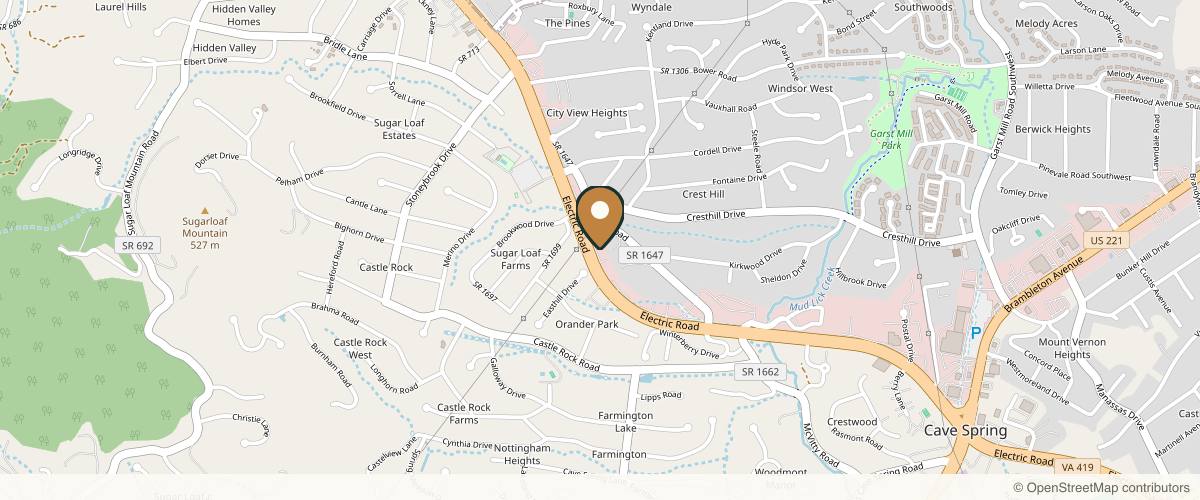 Map showing the exact location of Agenacare Aesthetics at 2650 Electric Rd Ste A, Roanoke, VA 24018, USA