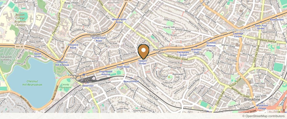 Map showing the exact location of Aida Medical Aesthetics at 1691 Beacon St #102, Brookline, MA 02445, USA