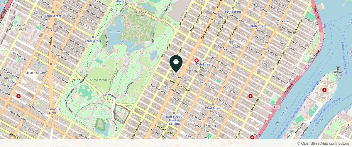Map showing the exact location of Aion Aesthetics at 55 E 73rd St # Gf, New York, NY 10021, USA