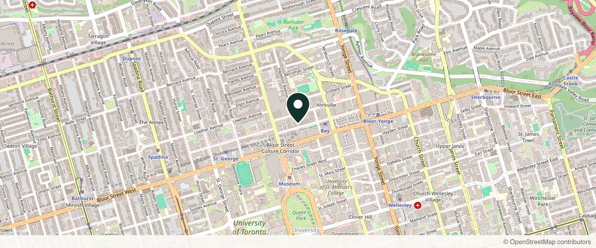 Map showing the exact location of Aionios Med Spa at 138 Cumberland St U 7, Toronto, ON M5R 1A6, Canada